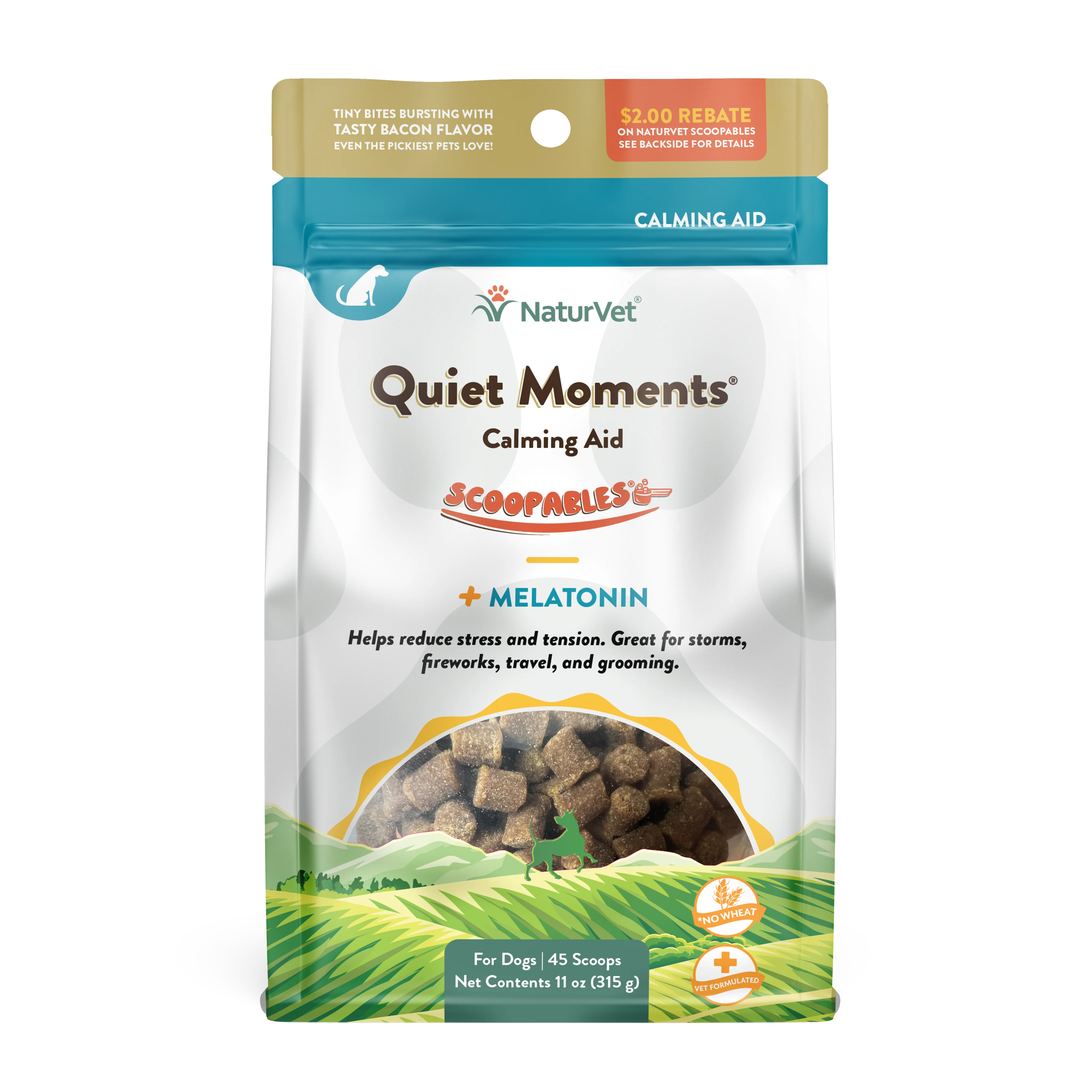 NaturVet Scoopables Quiet Moments Calming Aid +Melatonin For Dogs 11 oz