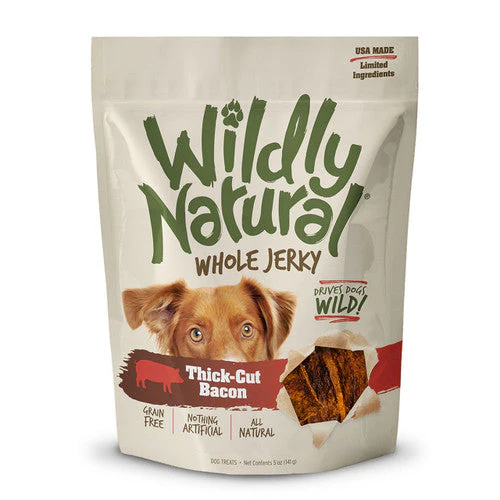 Wildly Natural Whole Jerky Strips Grain-Free Dog Treats Thick Cut Bacon 5oz (DD) - Image 2