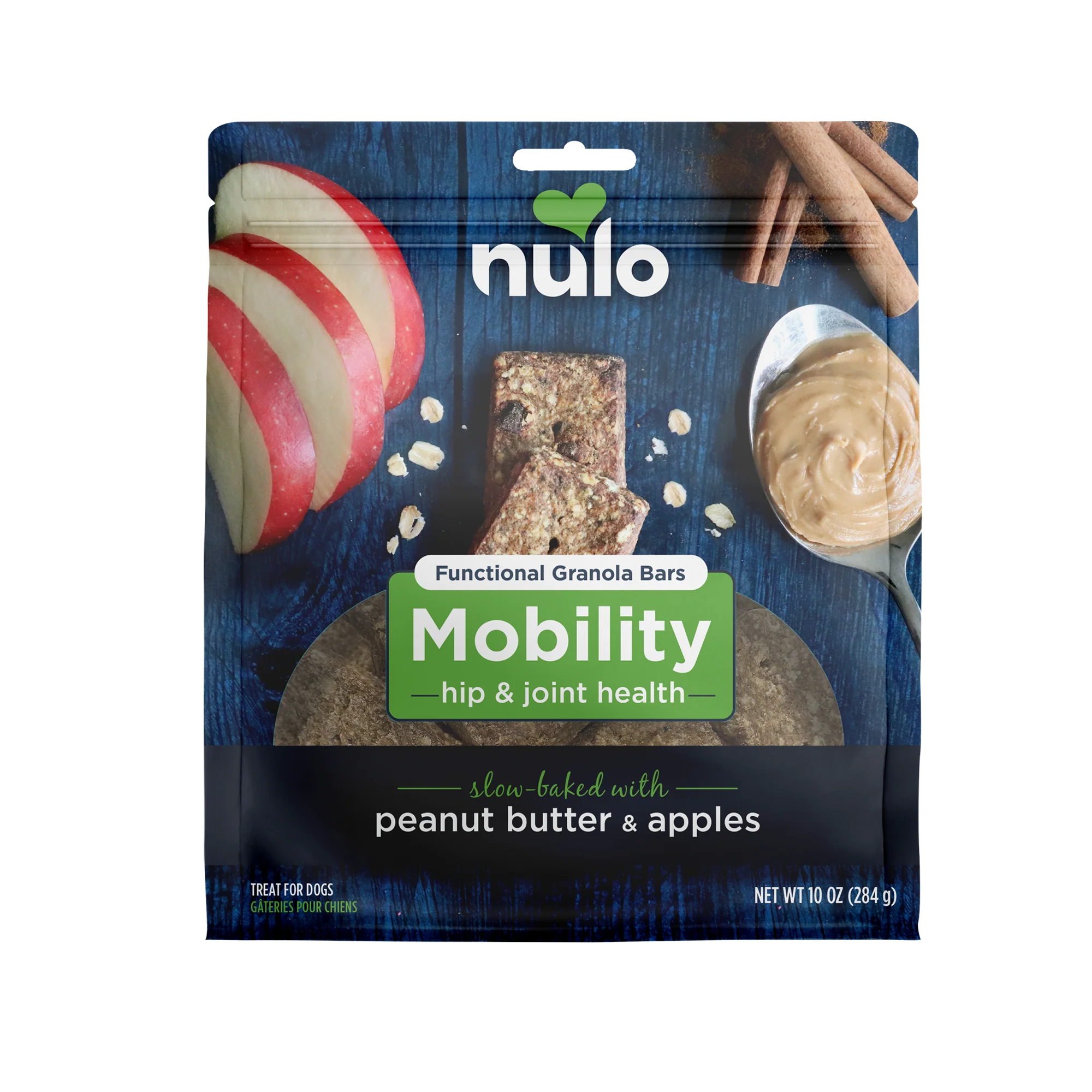Nulo Functional Granola Bar Mobility Hip & Joint Health Dog Treats Peanut Butter & Apples 10 oz