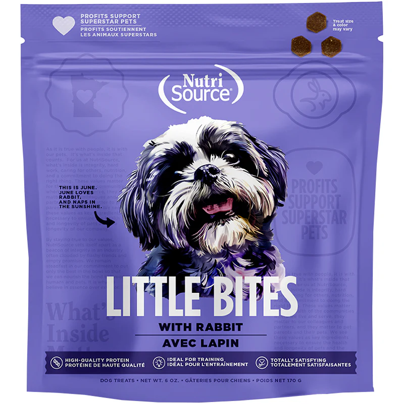 NUTRISOURCE DOG LITTLE BITES RABBIT 6OZ {L+1x} 131050