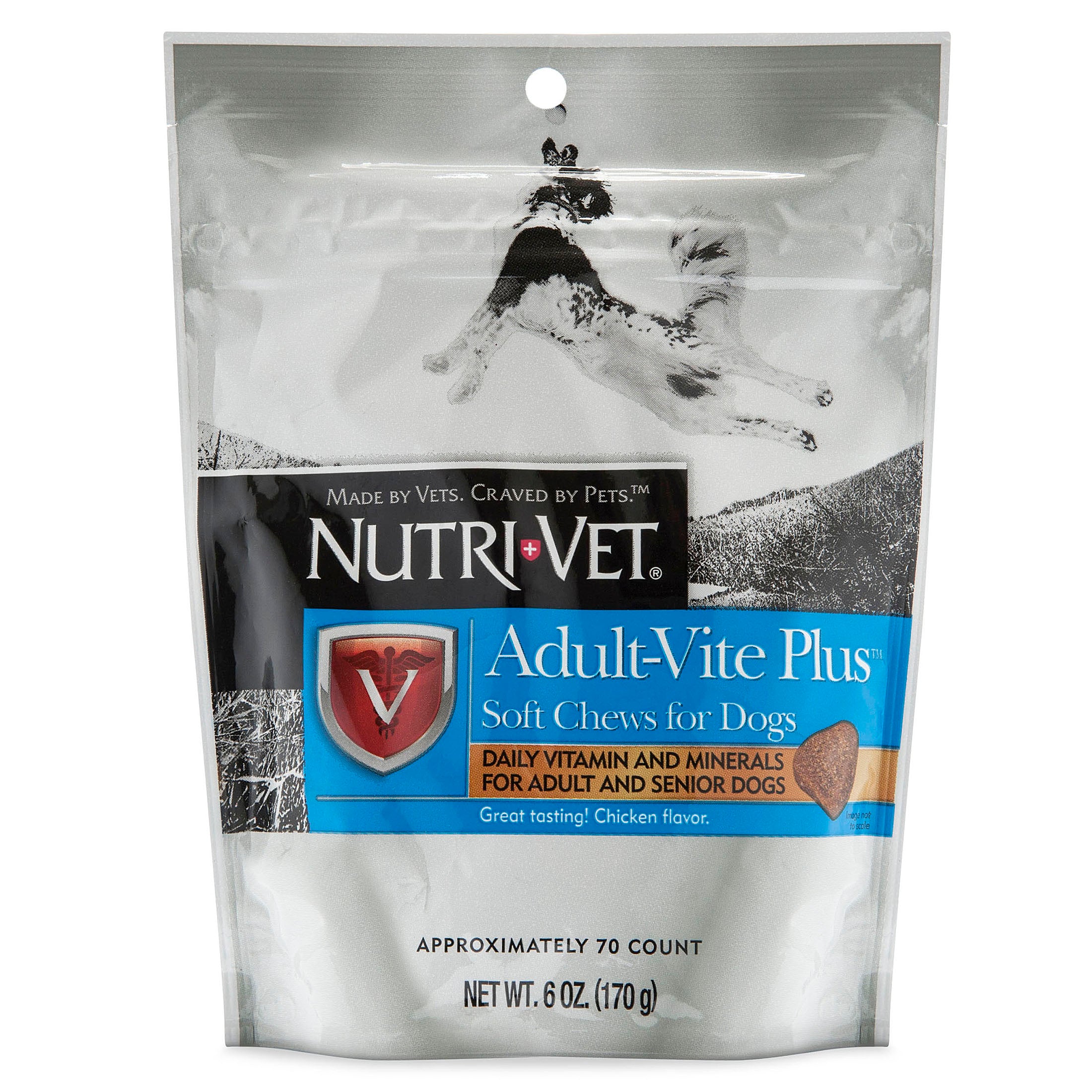 Nutri-Vet Adult-Vite Plus Soft Chew Vitamins for Adult & Senior Dogs Chicken 6oz 6 oz, 70 ct