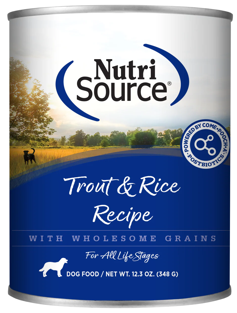 NutriSource Canned Dog Food Trout & Rice 12ea/12.3 oz