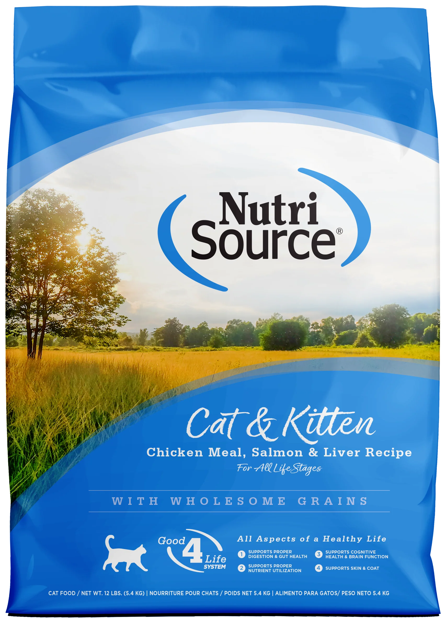 NutriSource Cat & Kitten All Life Stages Dry Cat Food Chicken Meal, Salmon & Liver 12 lb