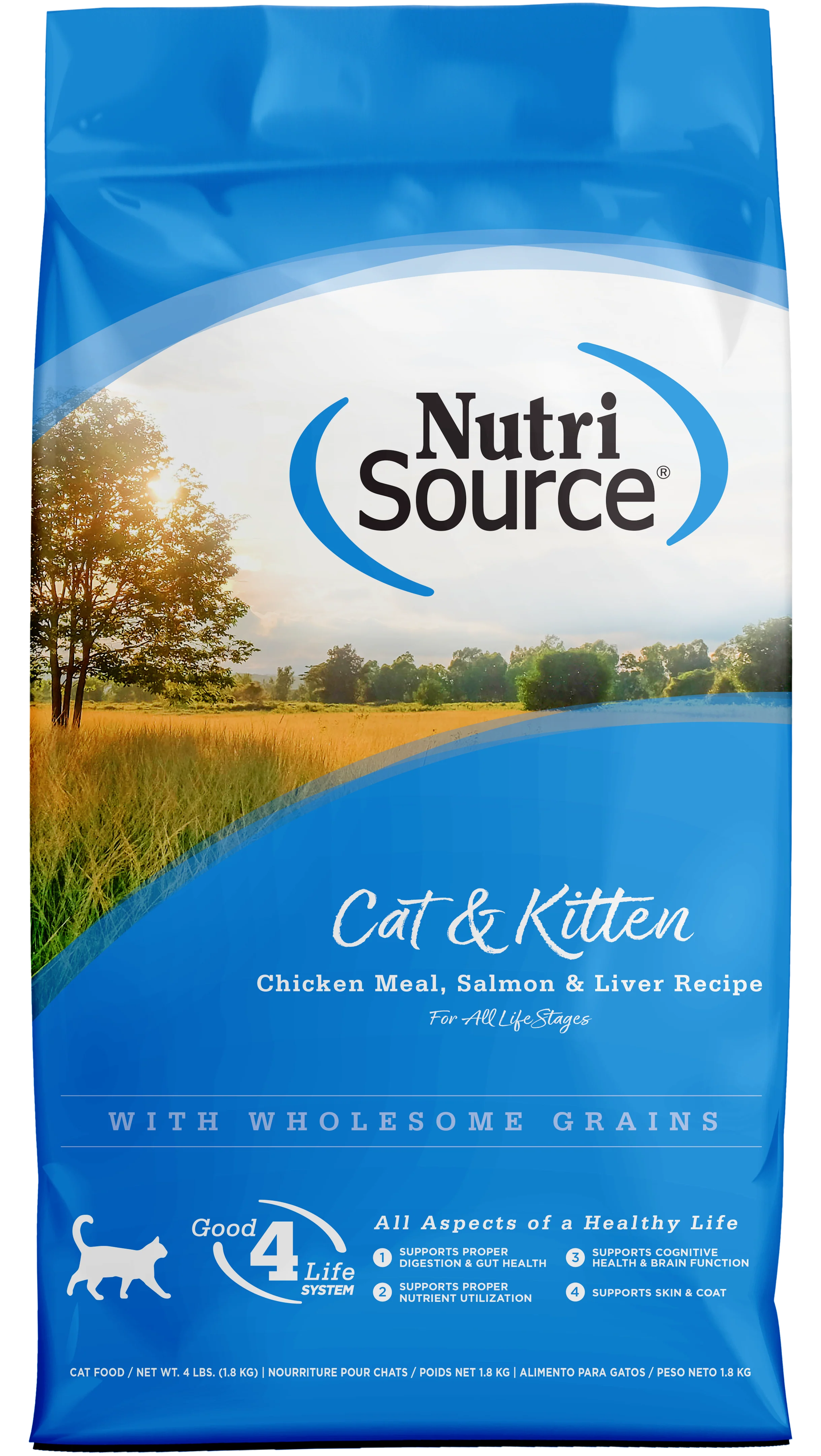 NutriSource Cat & Kitten All Life Stages Dry Cat Food Chicken Meal, Salmon & Liver 4 lb