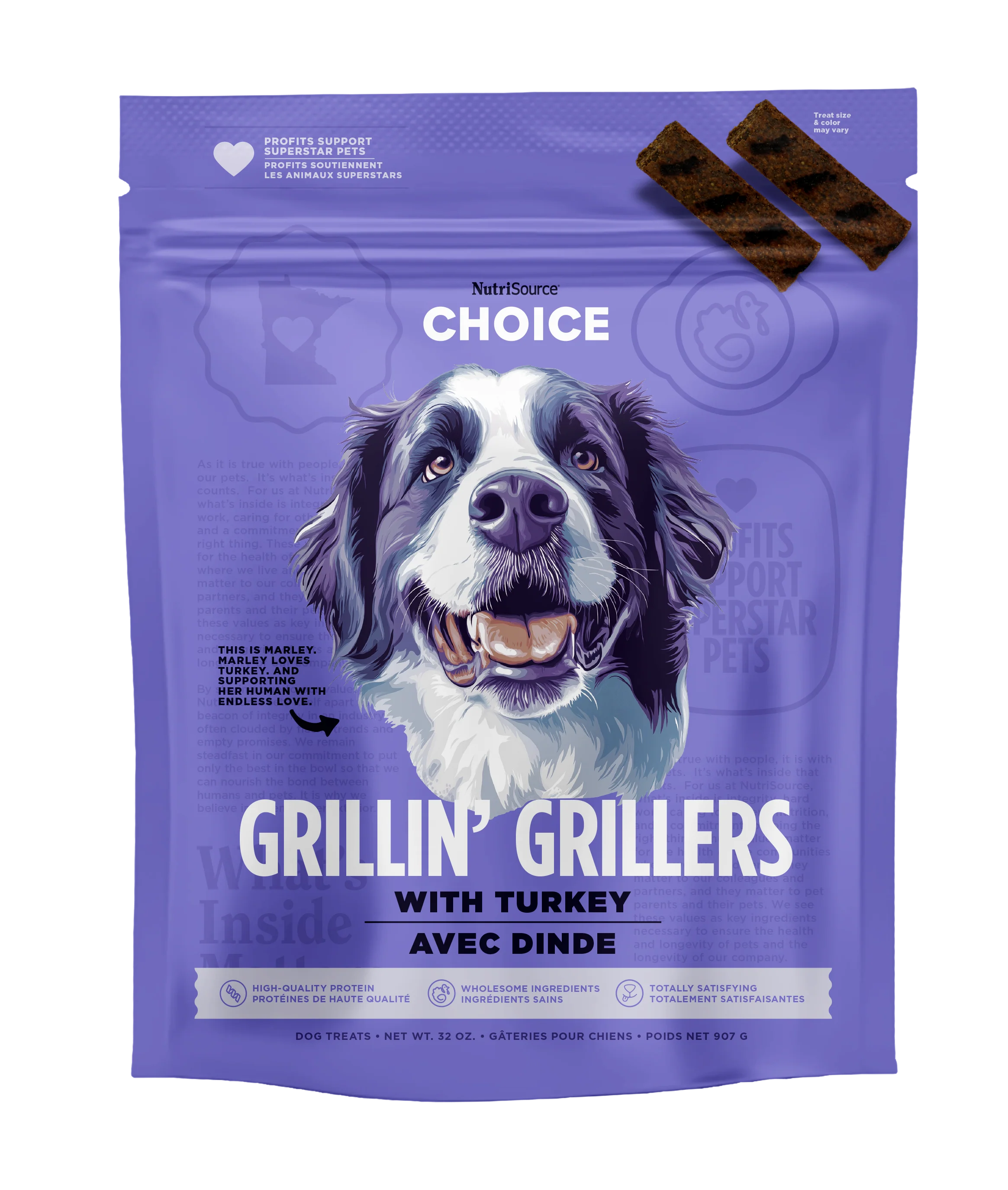 NutriSource Choice Grillin' Grillers Dog Treats Turkey 32 oz
