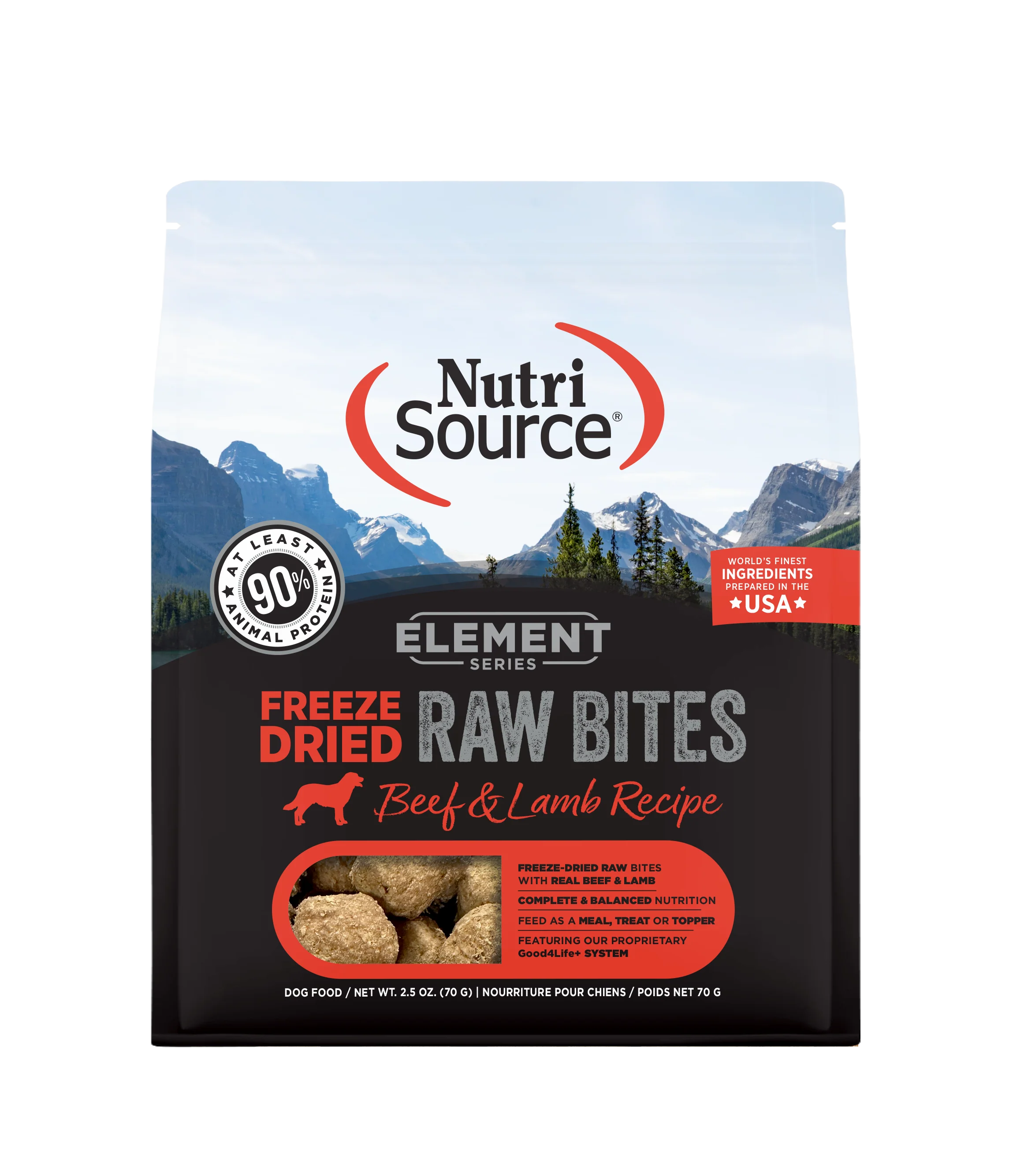 NutriSource Element Freeze Dried Raw Bites Dry Dog Food Beef & Lamb 2.5 oz