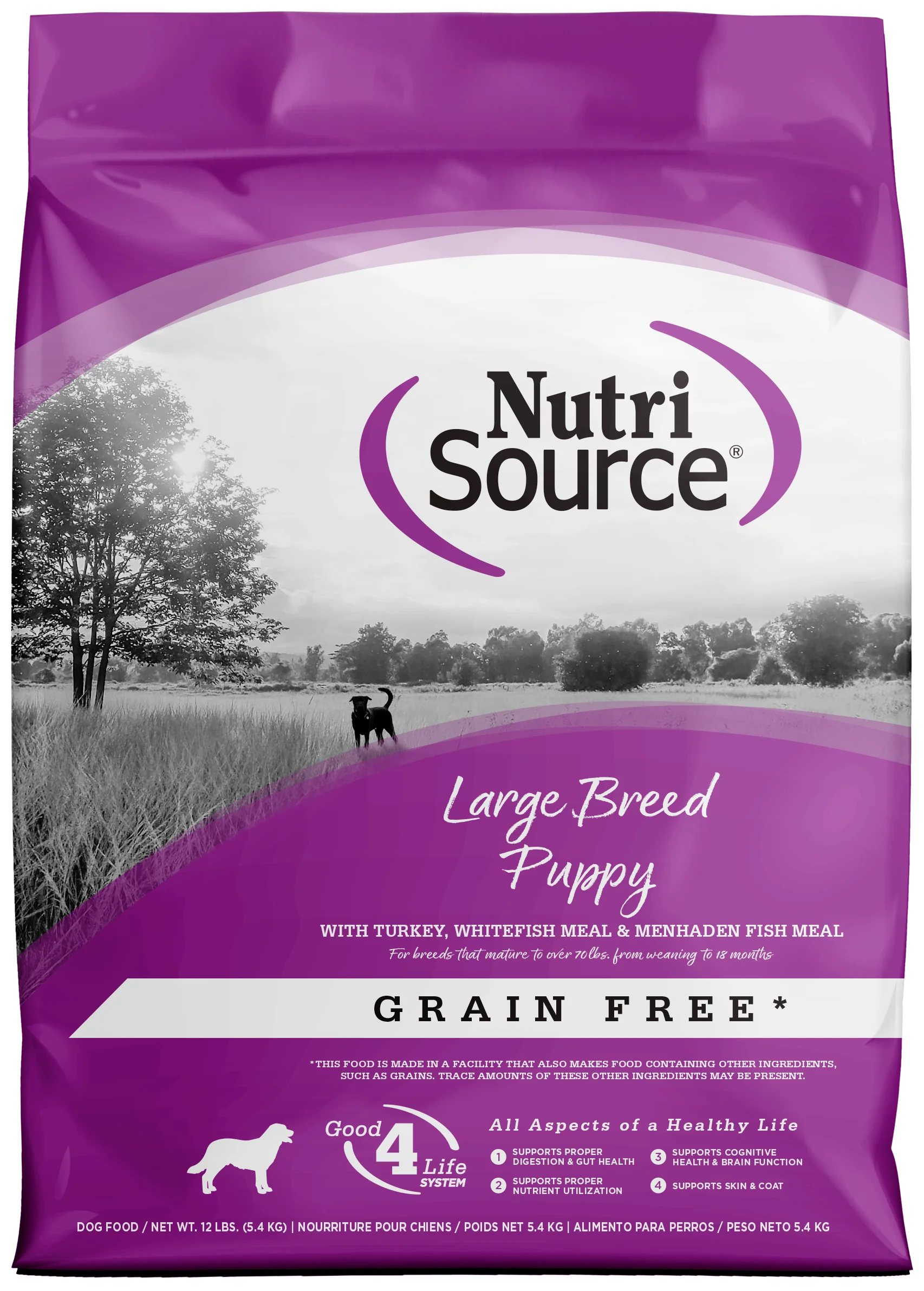 NutriSource Large Breed Puppy Grain Free Dry Dog Food Turkey 12 lb