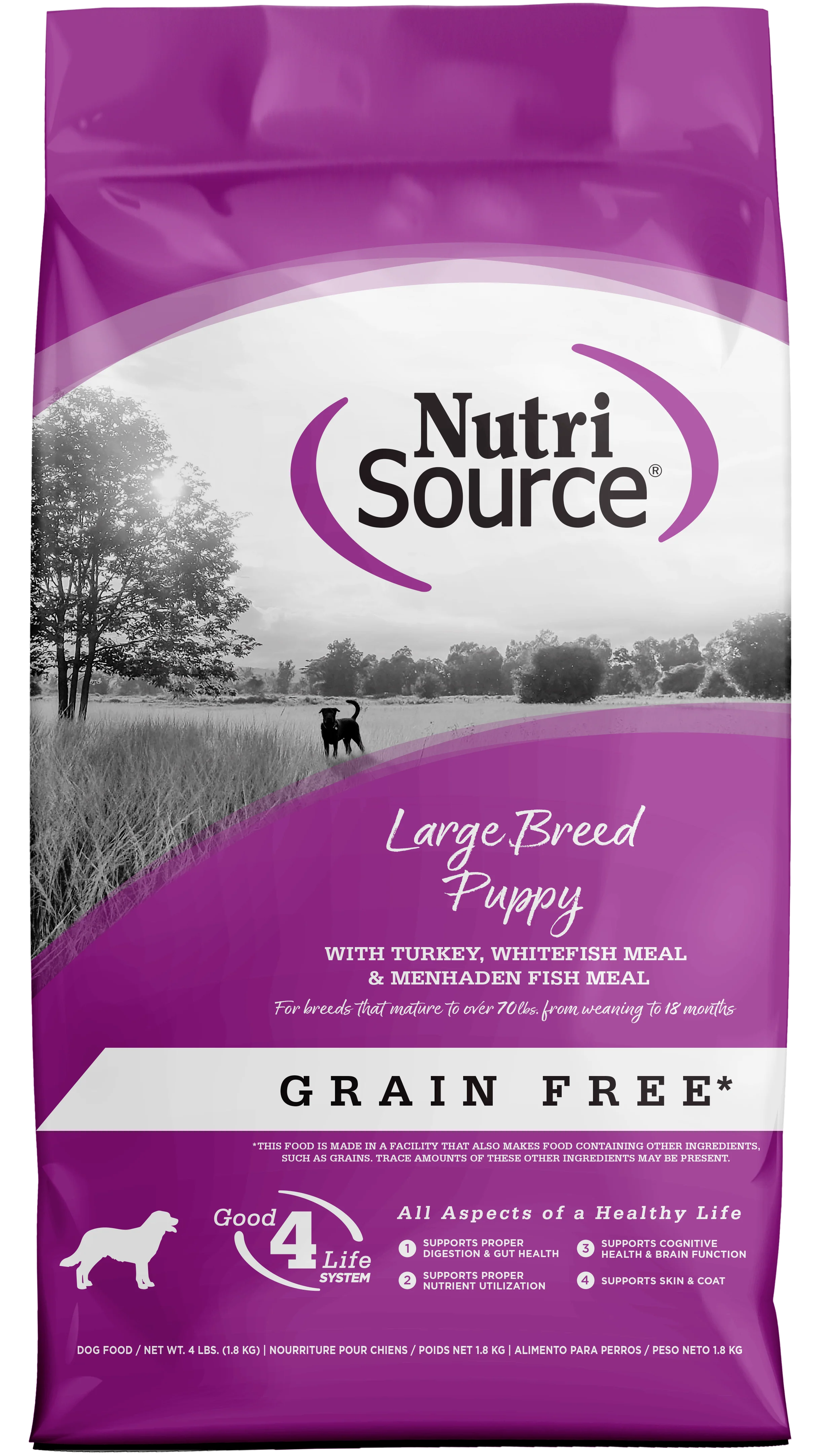 NutriSource Large Breed Puppy Grain Free Dry Dog Food Turkey 4 lb