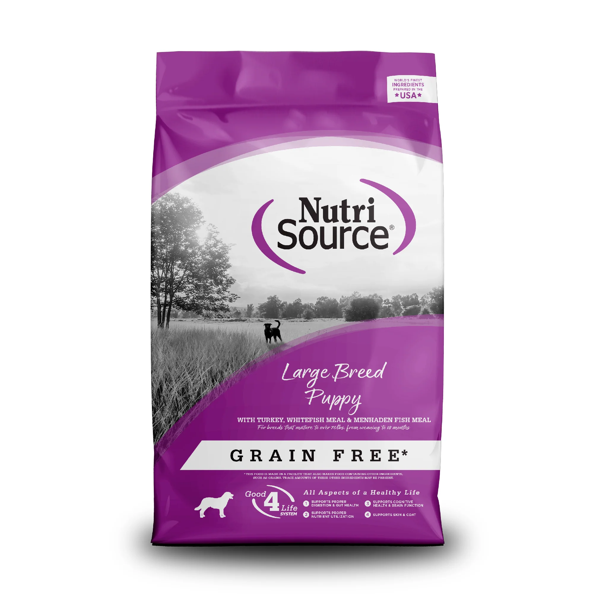 NutriSource Large Breed Puppy Grain Free Dry Dog Food Turkey, Whitefish, & Menhaden 26 lb
