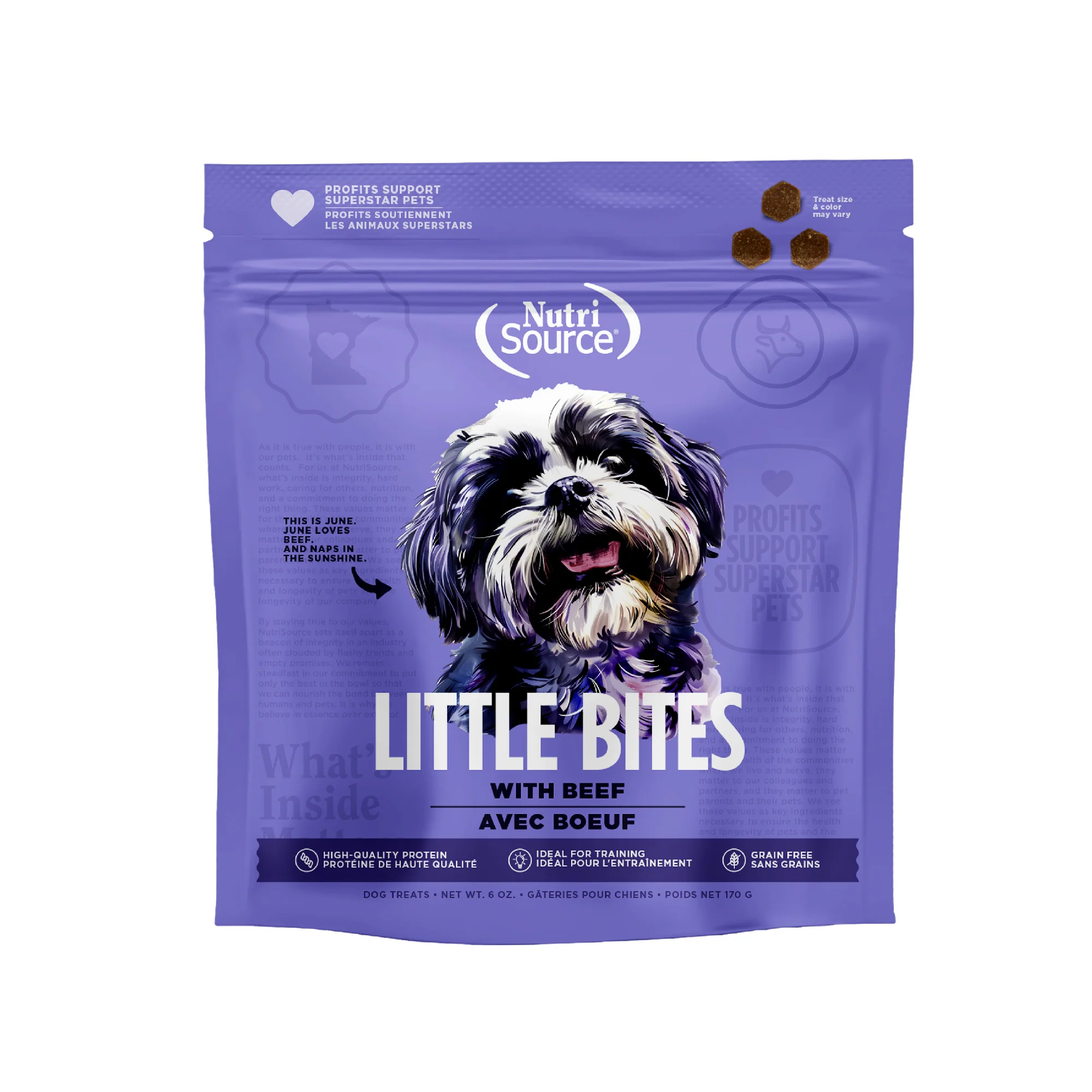 NutriSource Little Bites Grain Free Dog Treats Beef 6 oz (DD)