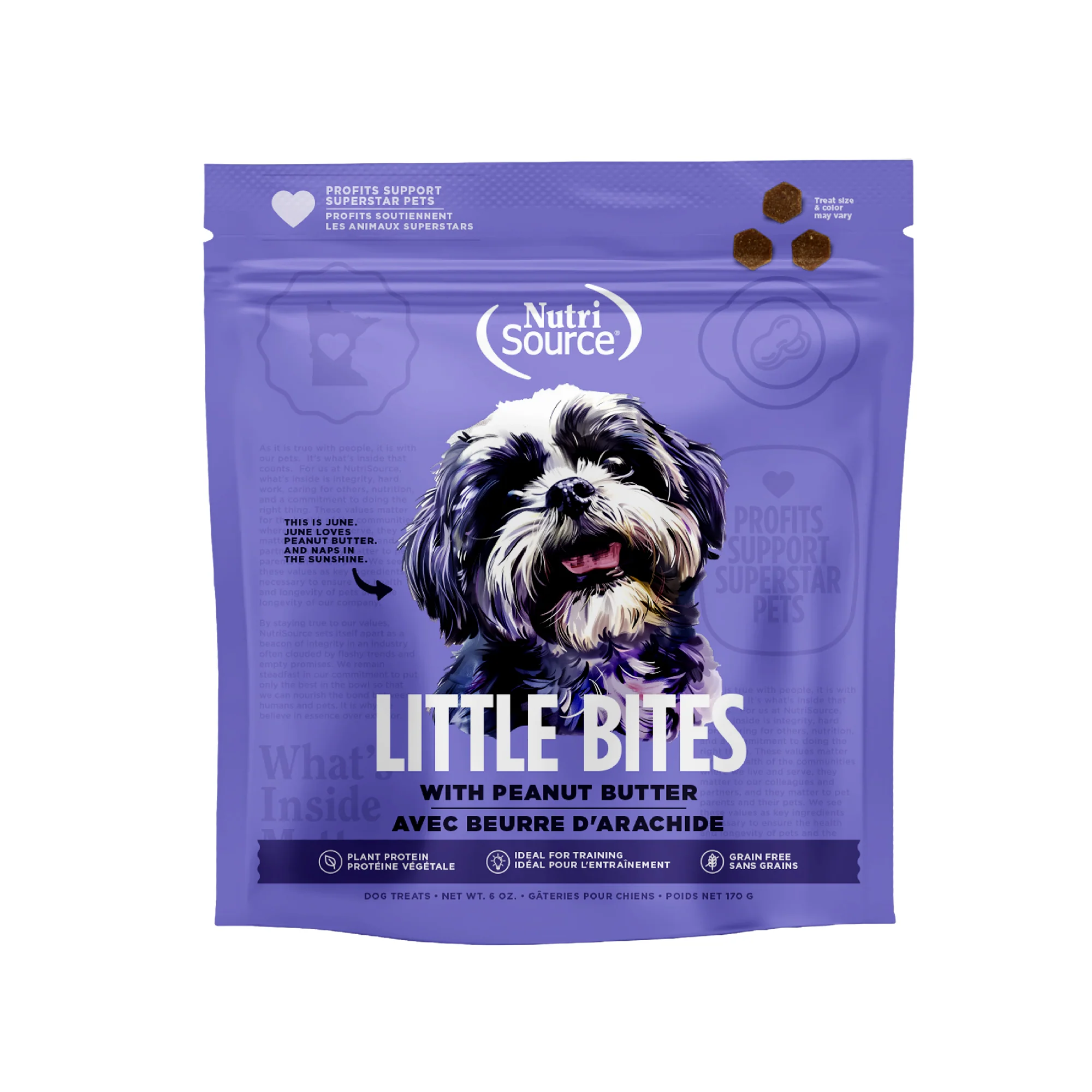 NutriSource Little Bites Grain Free Dog Treats Peanut Butter 6 oz