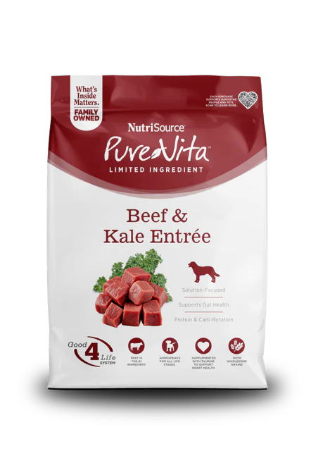 NutriSource PureVita LID Dry Dog Food Beef & Kale 25 lb