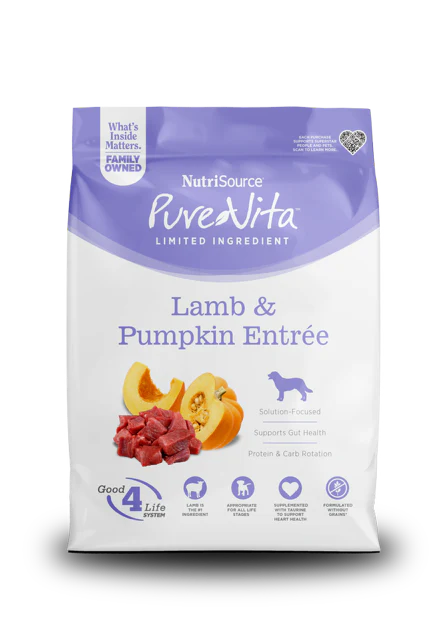 NutriSource PureVita LID Dry Dog Food Lamb & Pumpkin 25 lb