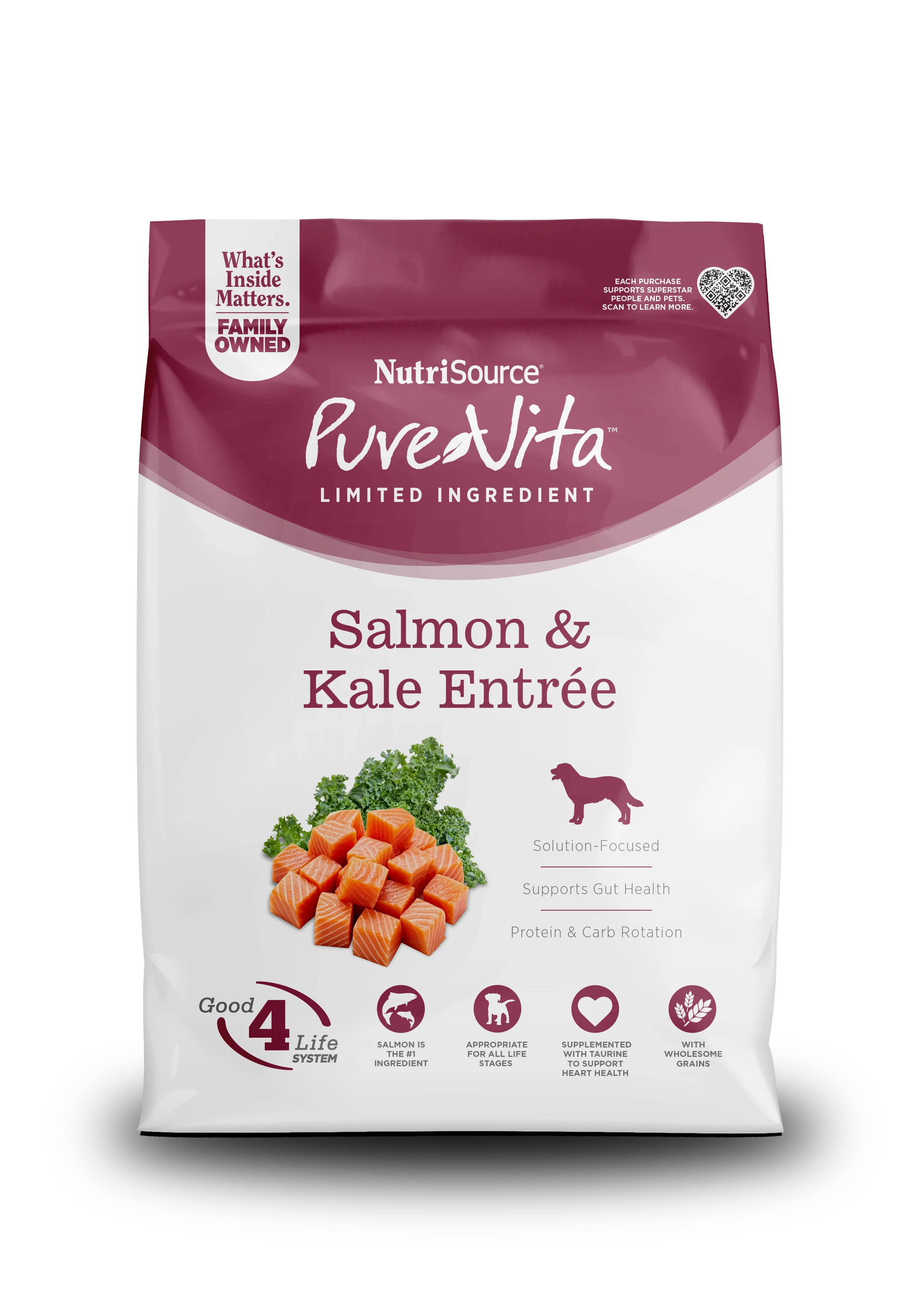 NutriSource PureVita LID Dry Dog Food Salmon & Kale 25 lb