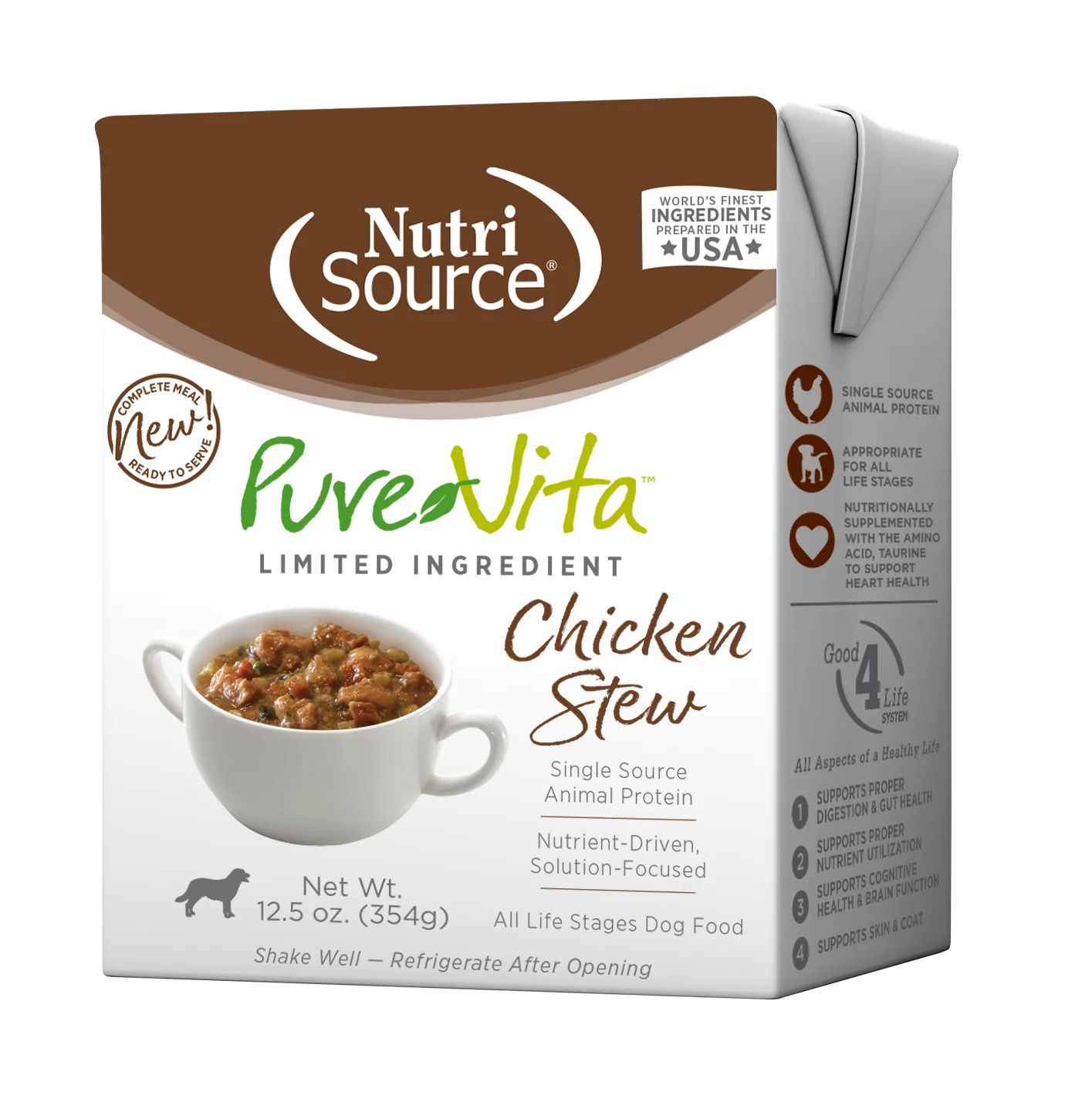 NutriSource PureVita LID Wet Dog Food Chicken Stew 12ea/12.5 oz