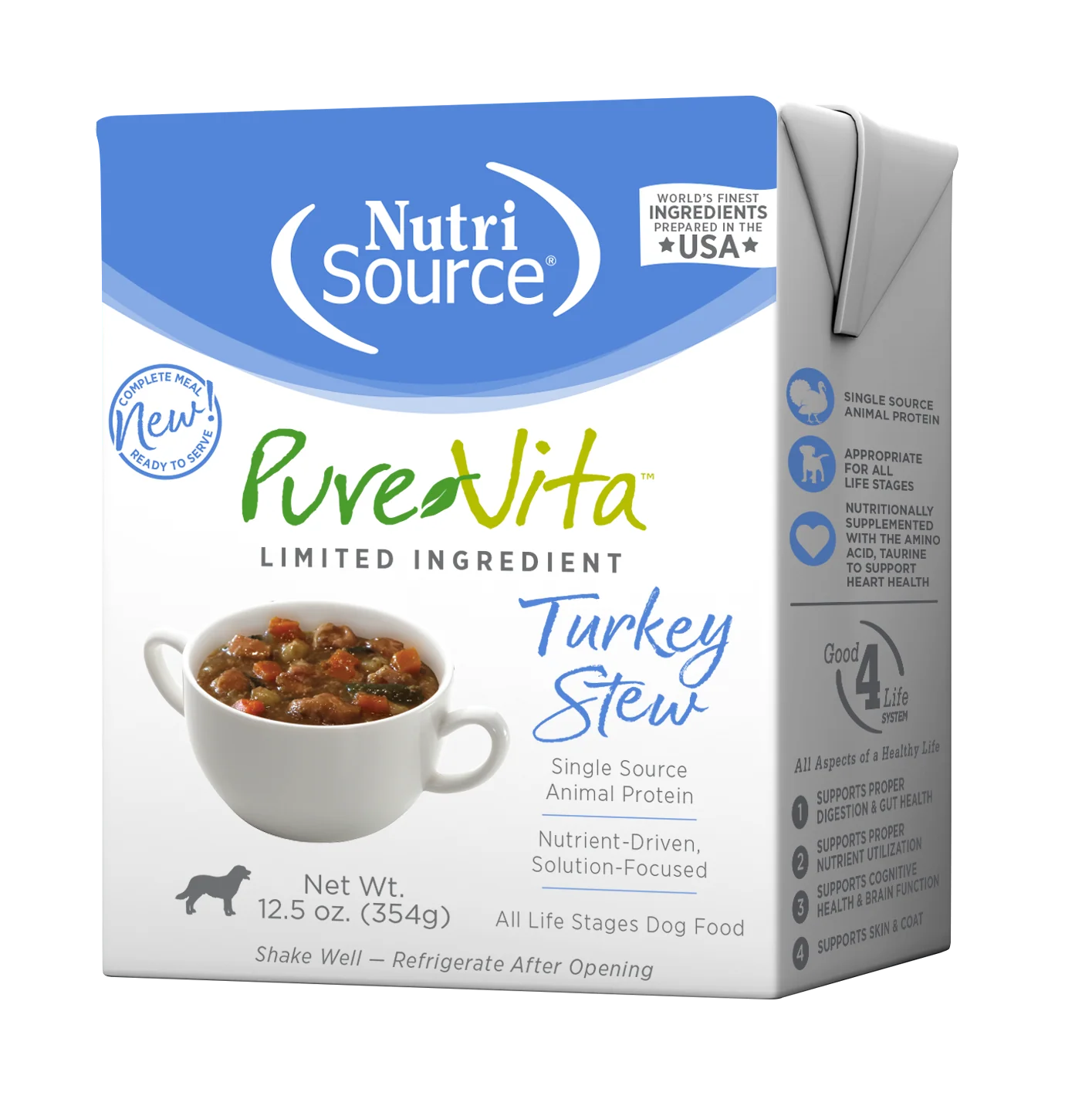 NutriSource PureVita LID Wet Dog Food Turkey Stew 12ea/12.5 oz