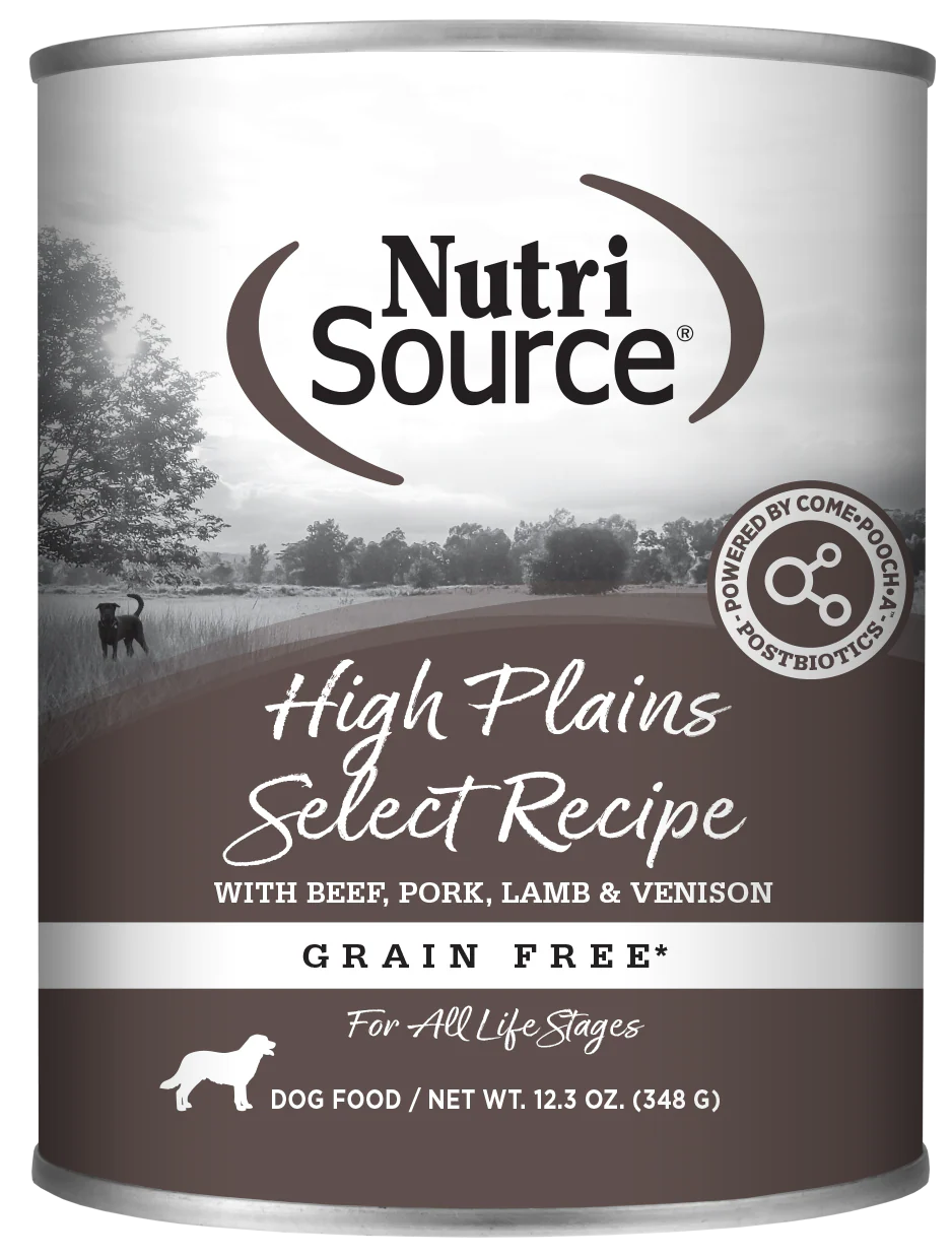 NutriSource Select Recipe Grain Free Canned Dog Food High Plains Select 12ea/12.3 oz