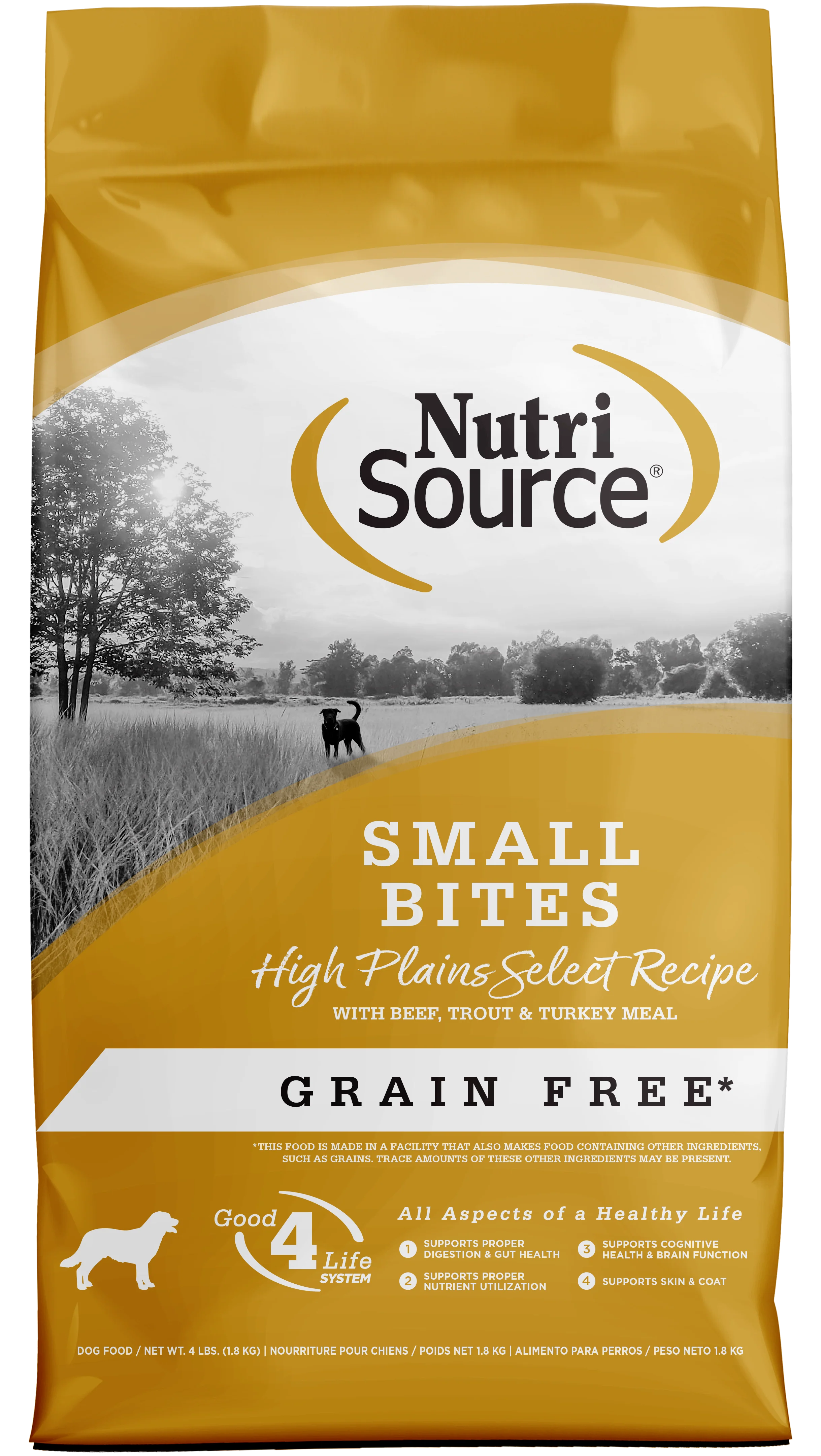 NutriSource Select Recipe Small Bites Grain Free Dry Dog Food High Plains Select 4 lb