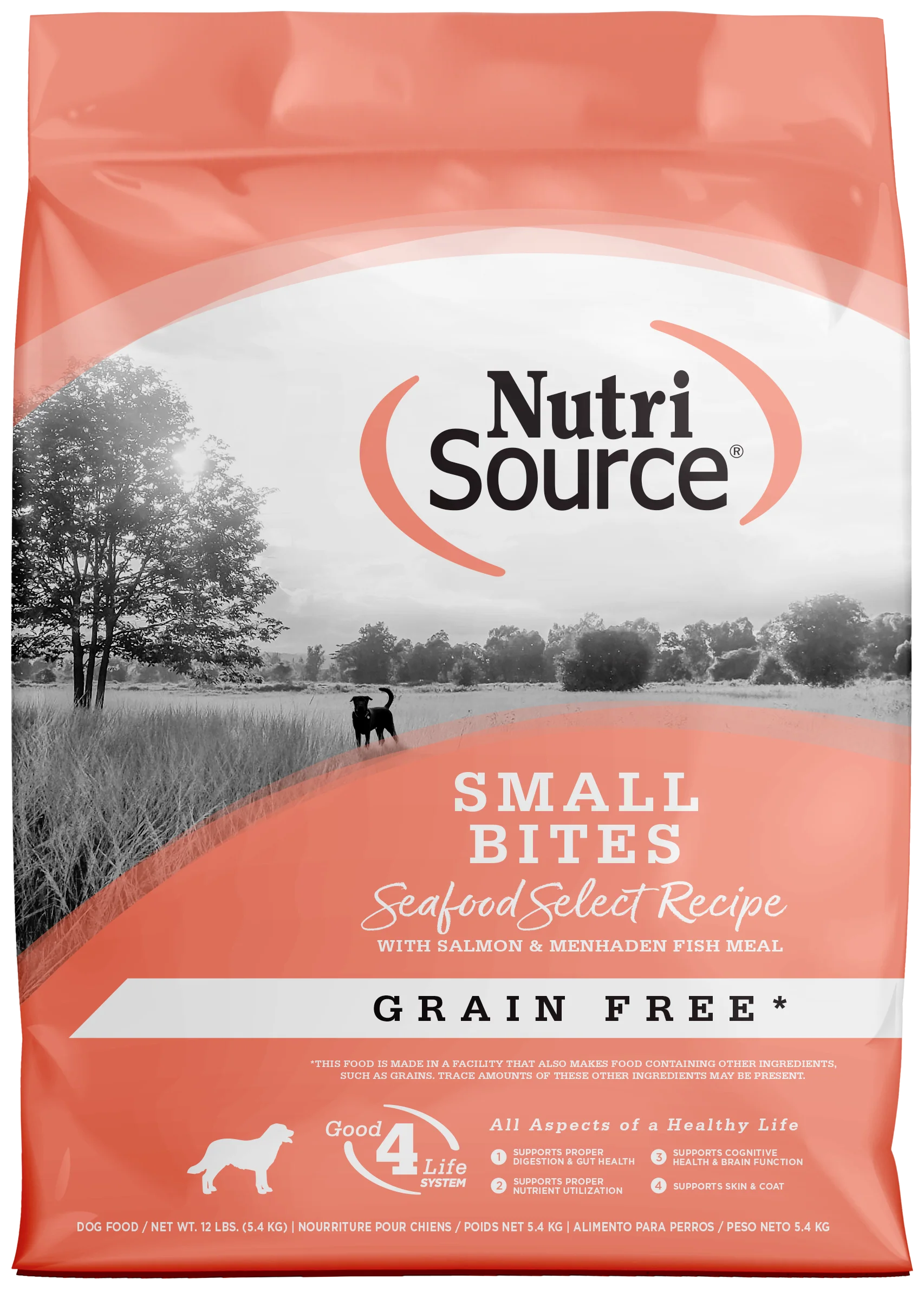 NutriSource Select Recipe Small Bites Grain Free Dry Dog Food Seafood Select 12 lb