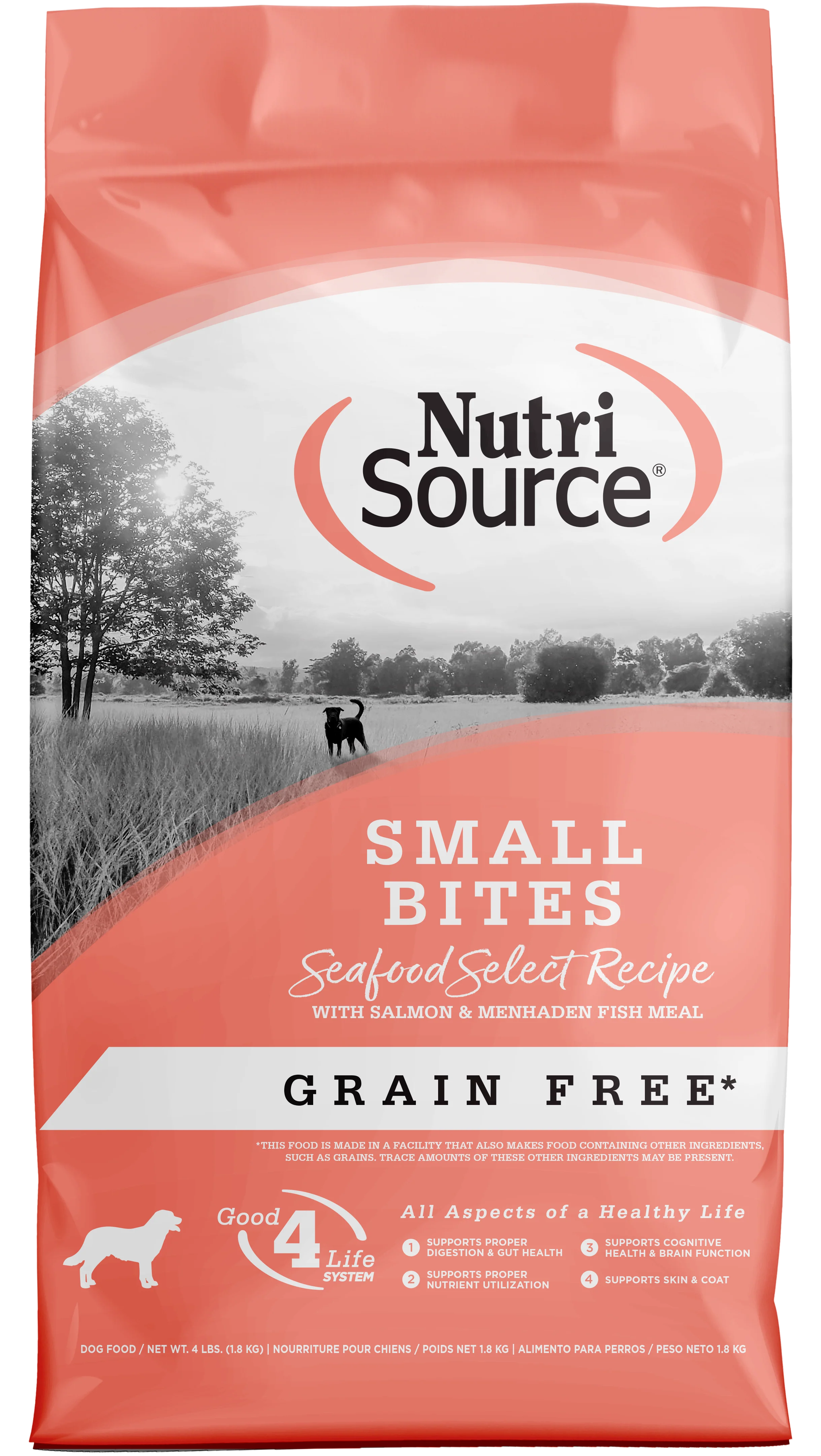 NutriSource Select Recipe Small Bites Grain Free Dry Dog Food Seafood Select 4 lb