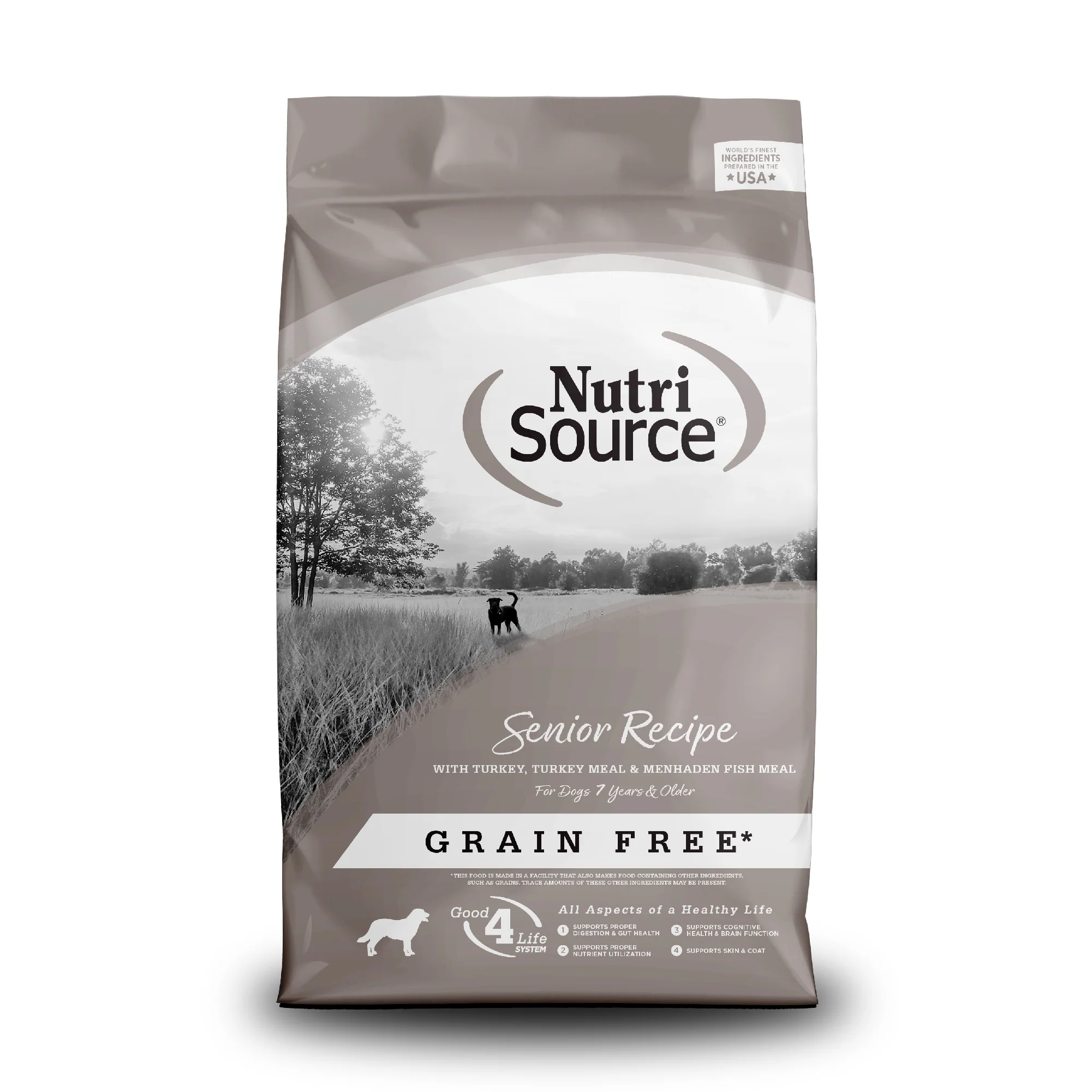 NutriSource Senior Grain Free Dry Dog Food Turkey & Menhaden Fish 26 lb