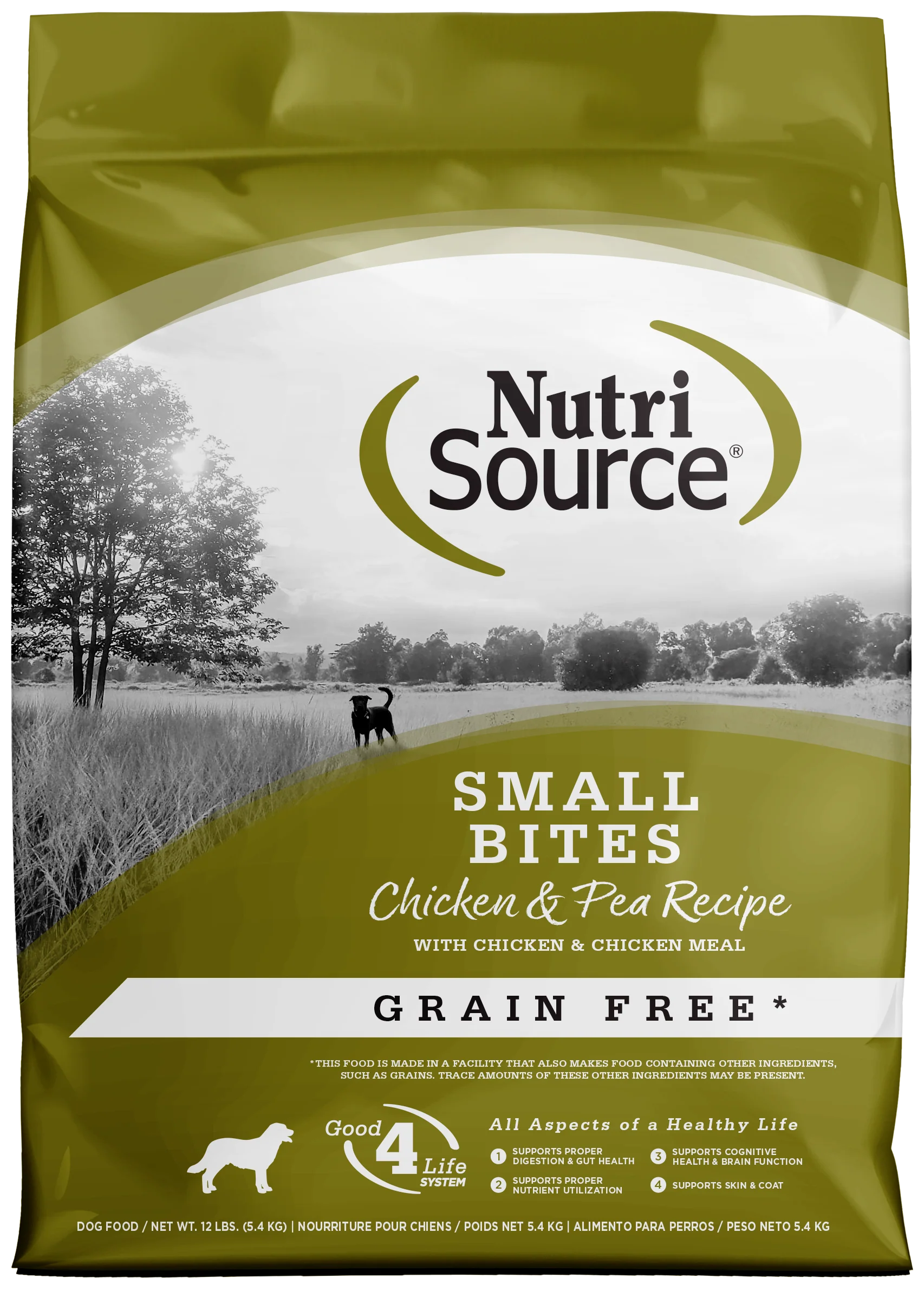 NutriSource Small Bites Grain Free Dry Dog Food Chicken & Peas 12 lb