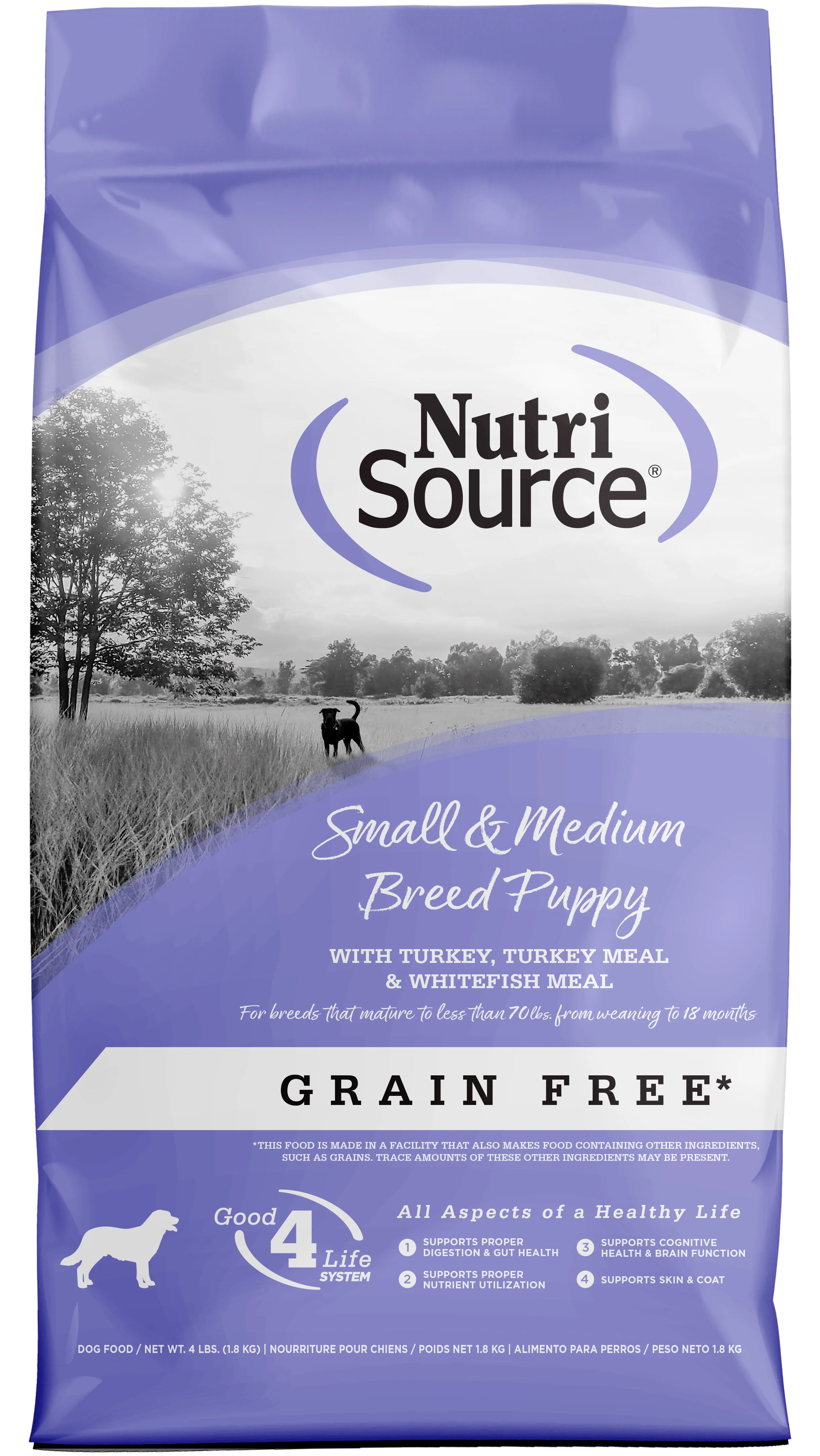 NutriSource Small & Medium Breed Puppy Grain Free Dry Dog Food Turkey 4 lb
