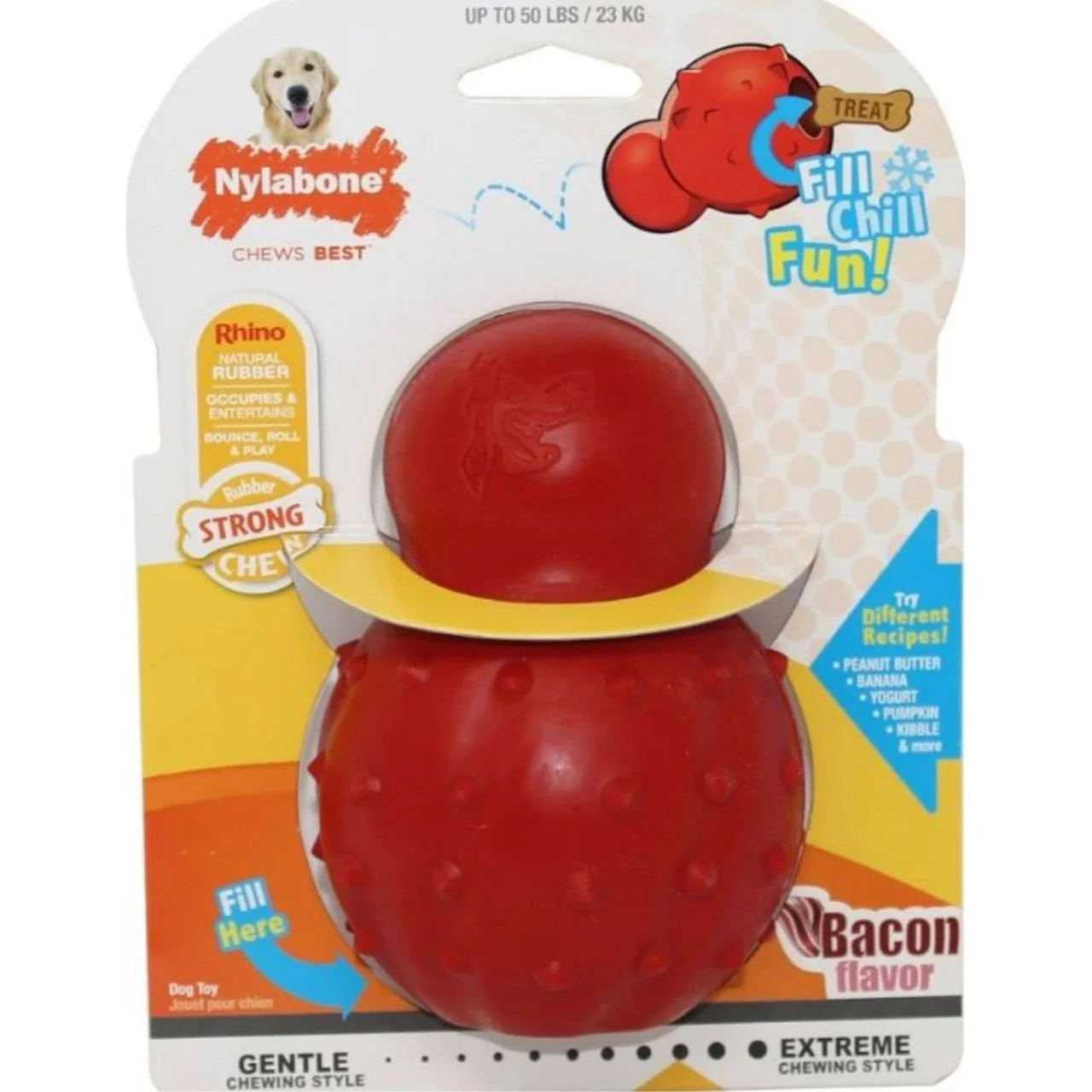 Nylabone chew Rhino Stuffable bacon Lg