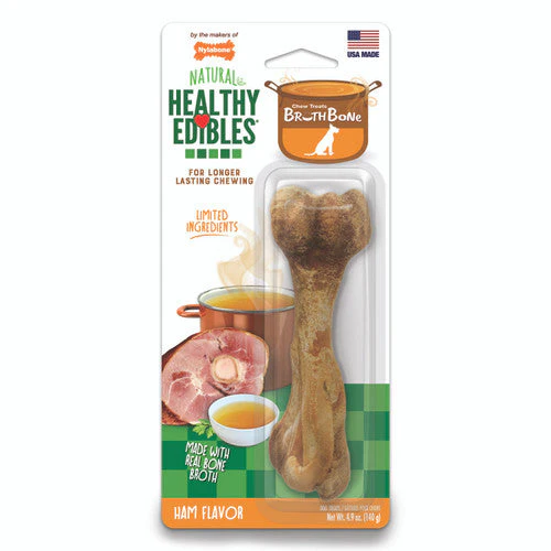 Nylabone Healthy Edibles Broth Bone All Natural Dog Treats Made With Real Bone Broth 1 Count Giant - Up to 50 lbs. - Image 2
