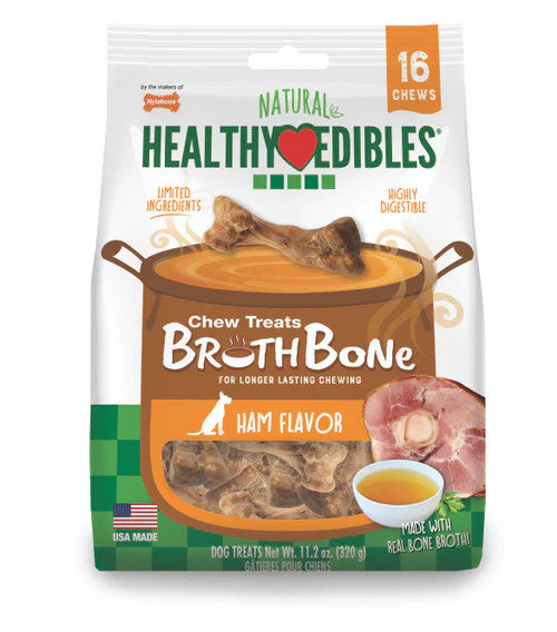 Nylabone Healthy Edibles Broth Bone All Natural Dog Treats Made With Real Bone Broth 16 count Regular - Up to 25 Ibs. - Image 2
