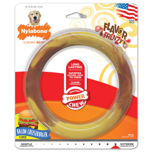 Nylabone Power Chew Smooth Ring Dog Chew Toy Bacon Cheeseburger Large/Giant (1 Count) - Image 2