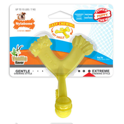 Nylabone Puppy Power Axis Bone Nylon Puppy Chew Toy Vanilla Small/Regular (1 Count) - Image 2