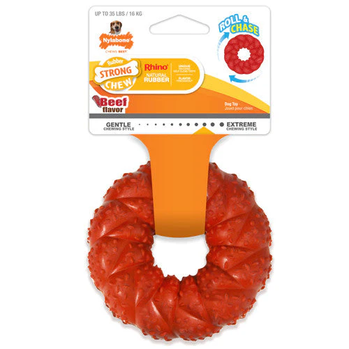 Nylabone Strong Chew Ring Braided Chew Toy for Dogs Beef Medium/Wolf (1 Count) - Image 2