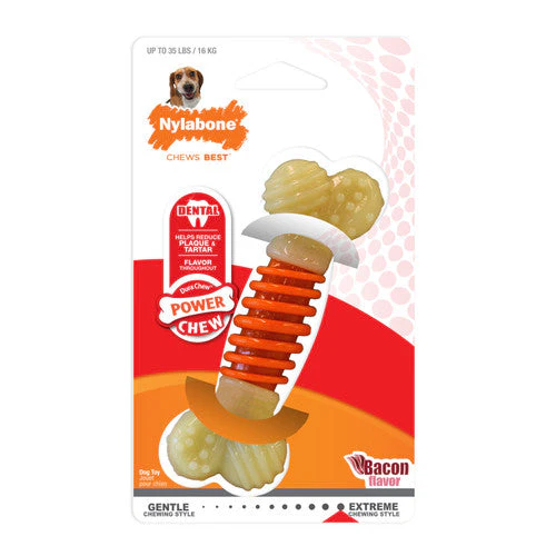 Nylabone PRO Action Dental Power Chew Durable Dog Toy Bacon Medium/Wolf (1 Count) - Image 2
