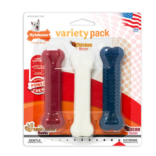 Nylabone Power Chew Variety Triple Pack Chicken, Bacon & Peanut Butter Small/Regular (3 Count) - Image 2