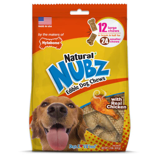 Nylabone Natural Nubz Chicken Dog Treats 12 count Large - 30+ Ibs. - Image 2