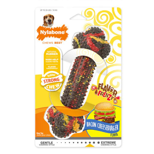 Nylabone Flavor Frenzy Strong Chew Toy Dog Toy Bacon & Cheeseburger Medium/Wolf (1 Count) - Image 2