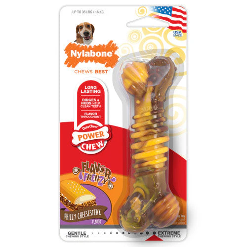 Nylabone Flavor Frenzy Power Chew Dog Toy Philly Cheesesteak Medium/Wolf (1 Count) - Image 2