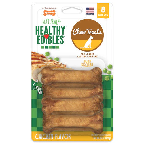 Nylabone Healthy Edibles All-Natural Long Lasting Chicken Flavor Dog Chew Treats 8 Count X-Small/Petite - Image 2