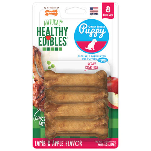 Nylabone Healthy Edibles Puppy Natural Long Lasting Dog Chew Treats Lamb & Apple X-Small/Petite (8 Count) - Image 2