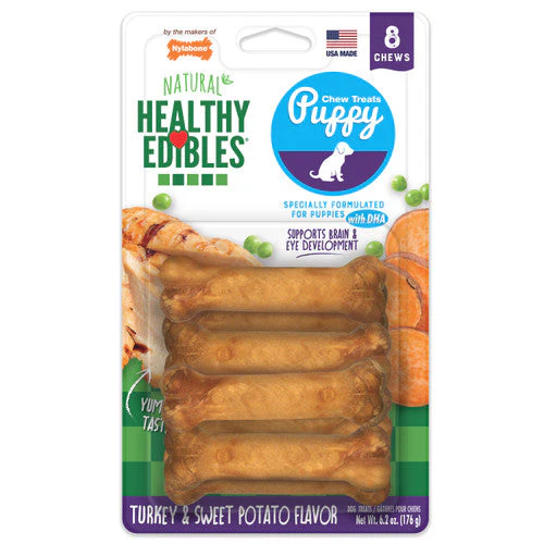 Nylabone Healthy Edibles Puppy Chew Treats Turkey & Sweet Potato X-Small/Petite (8 Count) - Image 2