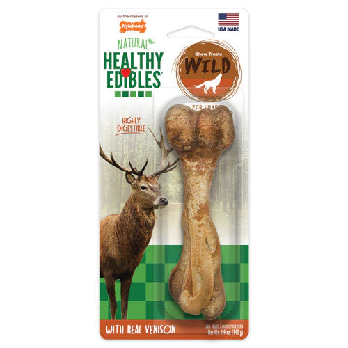 Nylabone Healthy Edibles WILD Natural Long Lasting Venison Flavor Dog Chew Treats Wild Bone Large (Pack of 1) - Image 2