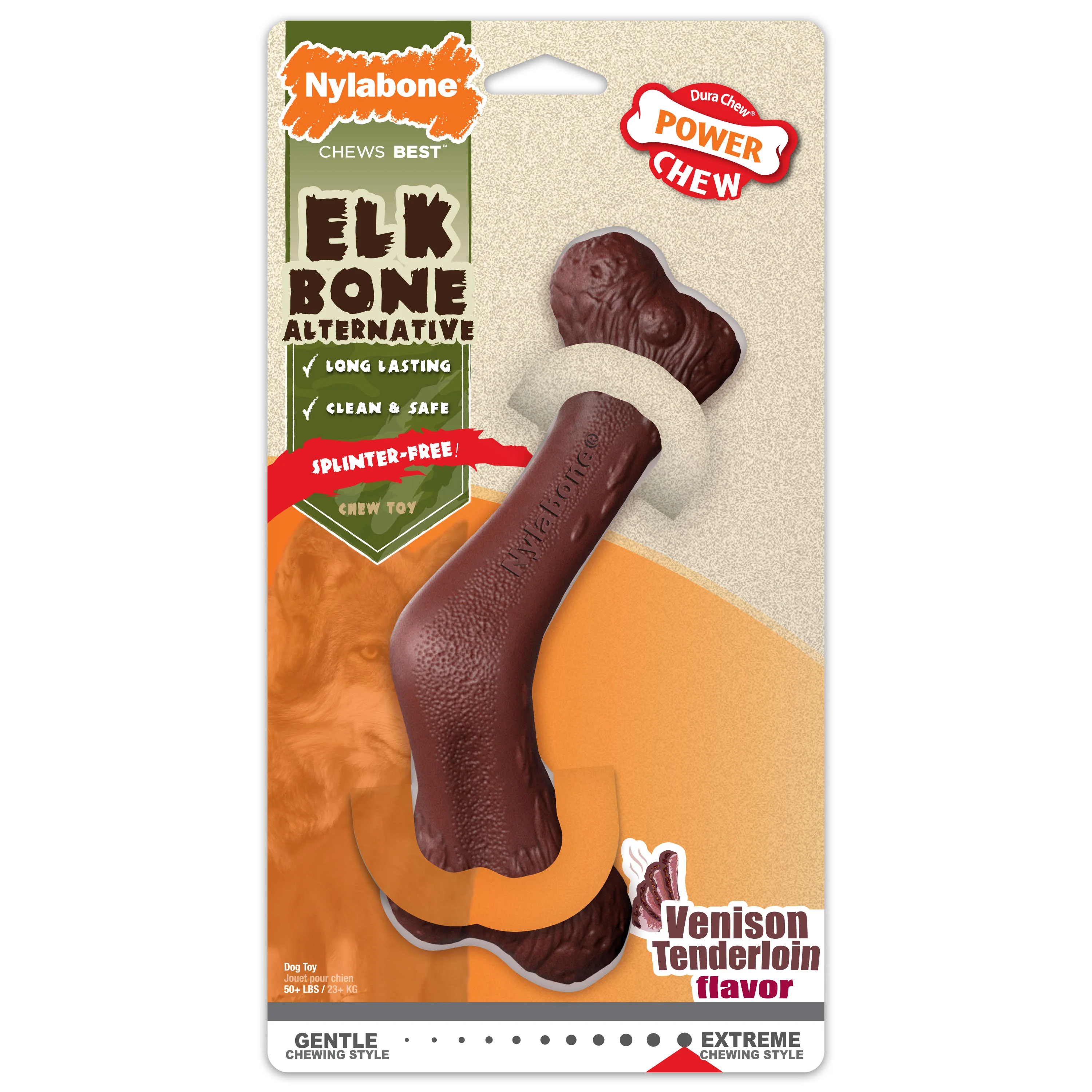 Nylabone Power Chew Elk Bone Alternative Chew Toy Venison X-Large/Souper - 50+ Lbs. (1 ct)