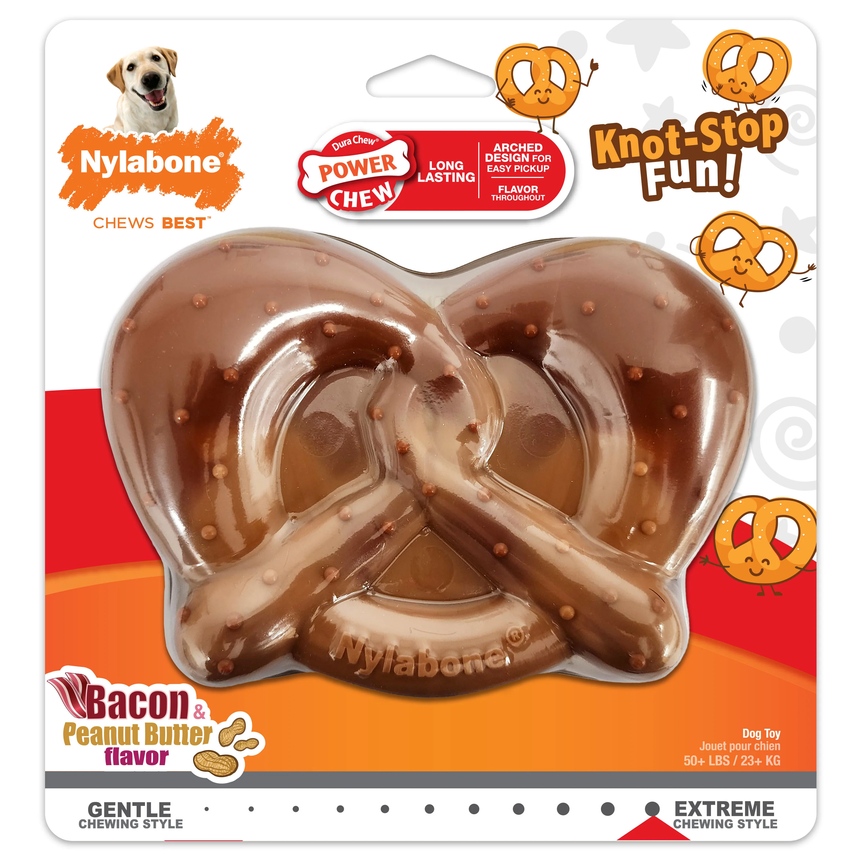Nylabone Power Chew Pretzel Dog Toy Bacon & Peanut Butter X-Large/Souper - 50+ Lbs. (1 ct)