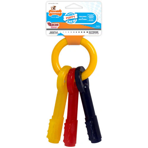 Nylabone Just for Puppies Teething Chew Toy Keys Bacon Medium/Wolf (1 Count) - Image 2