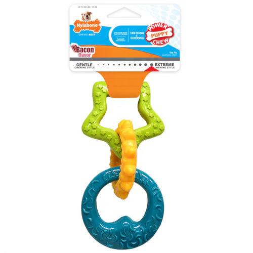 Nylabone Puppy Power Chew Teething Toy Rings Dogs Bacon Small/Regular (1 Count) - Image 2