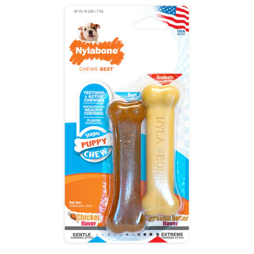 Nylabone Classic Puppy Chew Flavored Durable Dog Chew Toy X-Small/Petite (2 Count) - Image 2