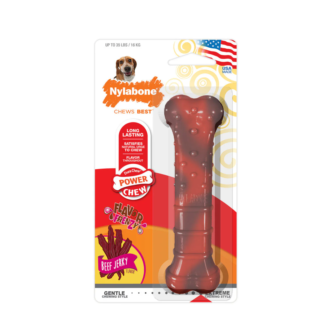 Nylabone Flavor Frenzy Power Chew Dog Toy Beef Jerky Medium/Wolf (1 Count)