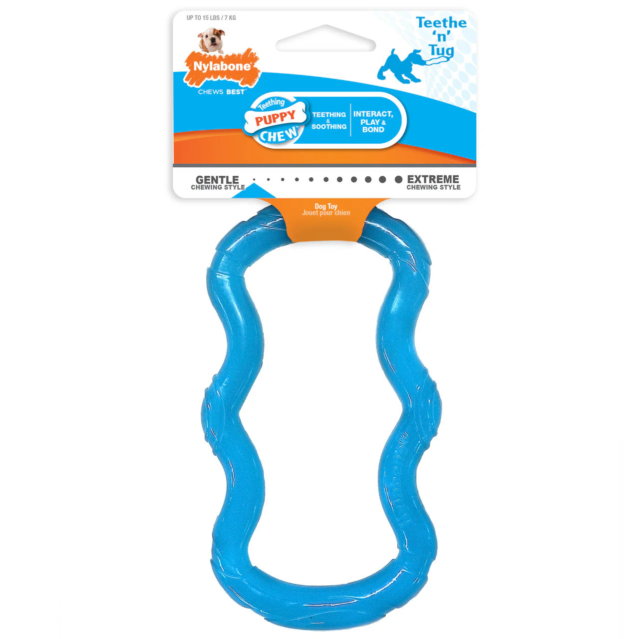 Nylabone Puppy Teethe n' Tug Toy Blue X-Small/Petite (1 Count)