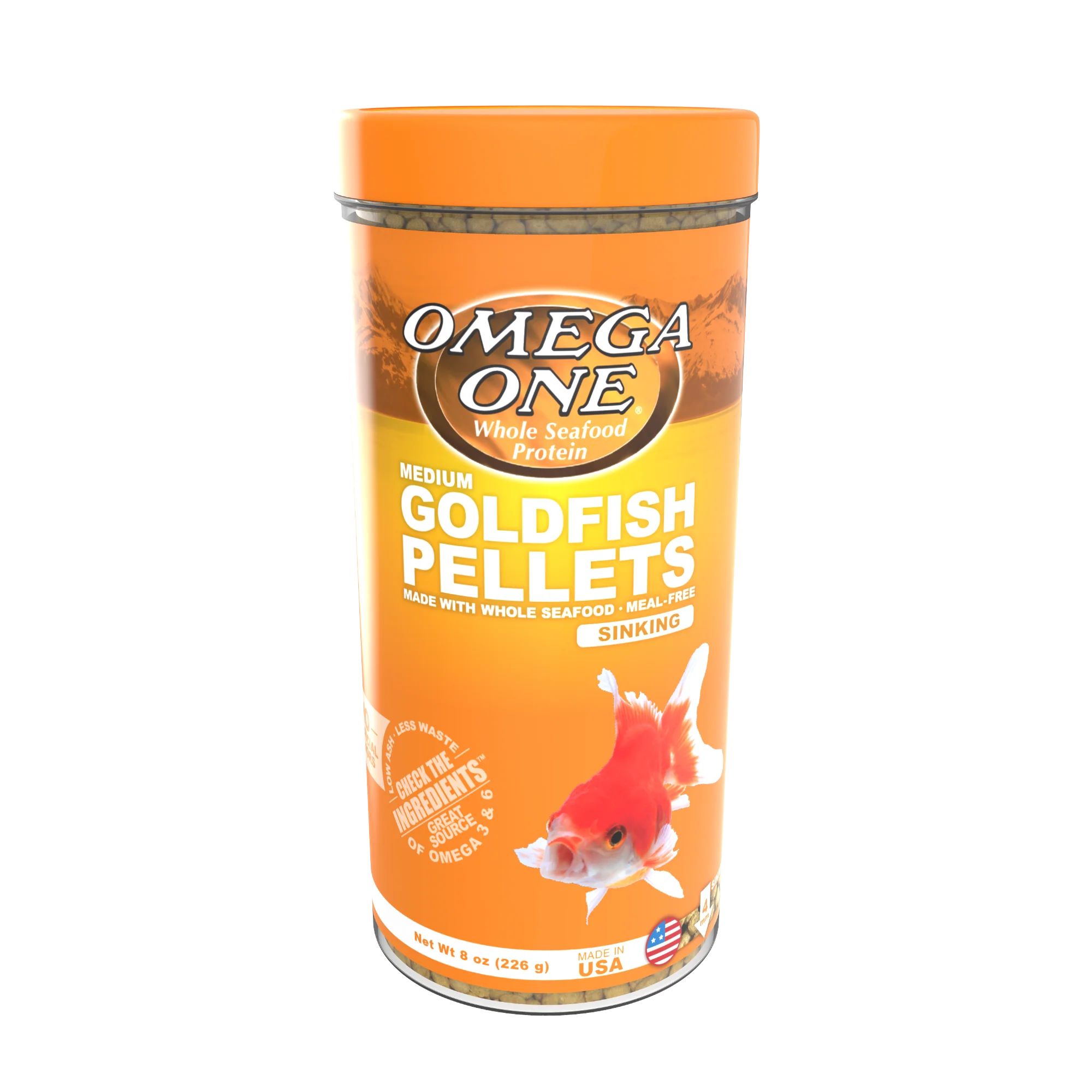 Omega One Goldfish Sinking Pellet Fish Food Medium Pellets 8 oz